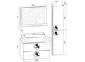 VCM 4-tlg. Waschplatz Waschtisch Waschbecken Unterschrank Breite 60 cm Badmöbel Set mit Schubladen Drehtüren Spiegel Lendas L