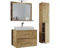 VCM - my home Badmöbel-Set Lendas L, (4-St), inkl. Spiegel, Waschbecken, Unterschrank, 2 Schubladen, Hochschrank