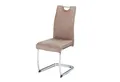 KHG Freischwinger Esszimmerstuhl Mikrofaser Beige, bis 120 kg belastbar, Vintage Stil, gepolstert, Used Look, Metallgestell verchromt mit Griff