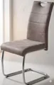 Flora 2 Vintage Beige Esszimmerstuhl Schwingstuhl mit Chromgestell