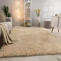 Paco Home - Hochflor Teppich Wohnzimmer Fellteppich Kunstfell Flauschig Rutschfest Beige 80x150 Cm