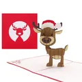 Pop Up 3D Weihnachtskarte "Rentier mit Mütze" Klappkarte zu Weihnachten