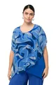 Ulla Popken Damen große Größen Übergrößen Plus Size Tunika, Chiffon-Überwurf, Rundhals, Halbarm Royalblau 54+ 828390758-54+