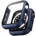 TAURI 2 Stück Harte PC Hülle für Apple Watch SE (2022/2020) /Series 6 5 4 44mm, [360° stoßfest] mit 9H Gehärteter Glas Displayschutz und Hoher Empfindlichkeit, Kratzfeste Schutzhülle - Blau