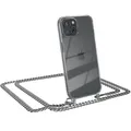 Für Apple iPhone 15 Case Handyhülle zum Umhängen Kordel Tasche Kette Set Silber