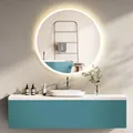 HOKO Design Badspiegel rund 60 cm Malaga mit Metall Rahmen Weiß. Runder Bad Wandspiegel LED beleuchtet + Touch Schalter + LED Licht Wechsel-Warmweiß-Kaltweiß-Neutral