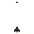 EGLO Pendellampe Truro, Vintage Pendelleuchte im Industrial Design, Retro Hängelampe aus Stahl, schwarz, kupfer, E27 Fassung, Ø 21 cm