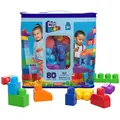 MEGA BLOKS Fisher-Price Bausteine für Kleinkinder, großer Bausteinebeutel mit 80 Teilen und Aufbewahrungsmöglichkeit, Blau, Geschenkideen für Kinder ab 1 Jahr, DCH63