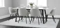 ebuy24 Essgruppe mit 6 Stühlen - Malaga Esstisch 90x200 cm Weiß mit 6 Skagen Stühlen Grau Velours skandinavisch Esszimmerset Tischgruppe 6 Personen Skandi Design Essbereich Esszimmermöbel