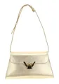 Coccinelle Leder Schultertasche Abendtasche Dew Handbag Grained Leather Golden goldfarben