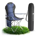 Juskys Campingstuhl Lido mit Getränkehalter & Tasche - Camping Klappstuhl gepolstert - Stuhl Blau