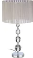 Relaxdays Nachttischlampe Kristall, Stoffschirm, HxD: 53 x 29,5 cm, Tischlampe Wohnzimmer & Schlafzimmer, grau/silber