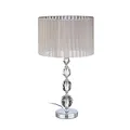 Relaxdays Nachttischlampe Kristall, Stoffschirm, HxD: 53 x 29,5 cm, Tischlampe Wohnzimmer & Schlafzimmer, grau/silber