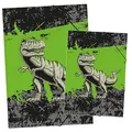 itenga Set Zeichenmappe DIN A3 und Sammelmappe DIN A4 mit Motiv - Gummizugmappe Sammelmappe - für Kinder Jugendliche Schüler Mädchen Jungen (Set A3 und A4 Motiv Fussball) (T-REX Set)