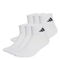 adidas Unisex Cushioned Essentials Ankle Socks 6 Pair Pack, white/white/black, 37-40