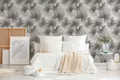 Vlies Fototapete tropische Schirmpalmen Blätter grau beige weiß 159cmx280cm