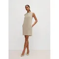 Comma Minikleid Businesskleid mit Fischgrat-Muster beige 44