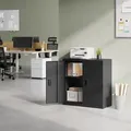 Woltu Aktenschrank Büroschrank, Lagerschrank Abschließbar, Ordnerschrankmit Höhenverstellbarem Einlegboden, Metallschrank Mit Schloss, Mehrzweckschrank, 90x92.5x40 Cm, Schwarz