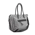 Handtasche Umhängetasche Baby Wickeltasche Unisex Babytasche stilvolle Reisetasche mit Wickelauflage, Aufbewahrungsbeutel, Isoliertaschen und Halterung für Kinderwagen für Mama & Papa "Paris" grau