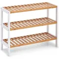 Zeller Schuhregal mit 3 Ablagen Bambus/MDF 54 cm x 26 cm x 70 cm Weiß