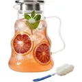 Relaxdays Glaskaraffe Borosilikatglas Transparent mit Deckel und Henkel 20 x 12 x 17 cm 1,7,