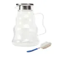 Relaxdays Glaskaraffe mit Deckel, 1688 ml, Wasser & Tee, hitzebeständig, Borosilikatglas, Wasserkrug, transparent/Silber