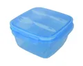 p:os Lunchbox Lunchbox blau mit Besteck und Soßenbecher Box Brotdose Salatbox Vesper