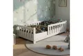 Juskys Kinderbett Naya, 80x160 cm Bodenbett aus Holz, mit Rausfallschutz & Lattenrost