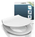SCHÜTTE WC Sitz Duroplast SLIM WHITE, Toilettendeckel mit Absenkautomatik und Schnellverschluss, Klobrille im flachem Design