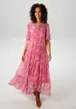 Sommerkleid, mit fantasievollem Blumen- und Paisley-Druck - NEUE KOLLEKTION, Gr. 42 - N-Gr, pink-sand-orange-rot-gelb-lavendel-rot-wollweiß-rosa-apricot-zimt N-Gr