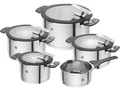 Topf-Set ZWILLING Simplify , silber, Töpfe, Sandwichboden, Stay-Cool-Griffe, integriertes Sieb, (Glas)Deckelhalter