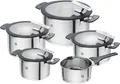 ZWILLING Simplify Kochtopf-Set 5-teilig, Mit Ausgießfunktion, Stay-Cool-Griffe, Induktionsgeeignet, Edelstahl, Grau