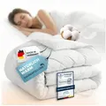 KNERST Federbettdecke Bettdecke mit weichen 10% Daunen & 90% Federn, Füllung: 90% Federn und 10% Daunen, Baumwollbezug, Kassetten Federbett, Daunen und Federn Bettdecke weiß 155 cm x 220 cm