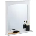Relaxdays Badezimmerspiegel, Weiß, Holzwerkstoff, Glas, 55x60x11 cm, Badezimmer, Badezimmerspiegel, Badspiegel