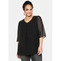 Sheego Klassische Bluse Tunika schwarz 48