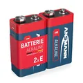 ANSMANN Red Alkaline Batterie 9V E-Block 6F22 Longlife Alkalibatterie (2er Shrink)