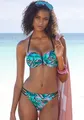 Bügel-Bandeau-Bikini, mit Animaldruck und unifarbenen Akzenten, Gr. 40 - Cup B, bedruckt-schwarz-bunt Cup B