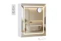 VASAGLE Spiegelschrank Badezimmerschrank mit LED, Vergrößerungsspiegel, Breite 50-80cm, Steckdosenleiste