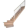 Treppe Lindos Eiche Gewendelt R Setzstufen 100 cm Design-Geländer-Edelstahl FSC®