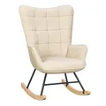 WOLTU Schaukelstuhl Wohnzimmer, Stillstuhl für Schlafzimmer Balkon, Relaxsessel gepolstert, bequem, Samt, Beige