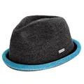 CHILLOUTS Boston Hat - Pork Pie Hut Herren/Damen, 100% Polyester, Sommer Trendhut, Breaking Bad/Rocky Stil, Crushable, grau blau, L-XL