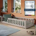 Kinderbett Bodenbett 80x180 cm mit Matratze Rausfallschutz & Lattenrost Montessori Bett Bed Gitterbett Kinder Jugendbett Einzelbett | Kaschmir weitere Größen 80x160 | 90x200 | 120x200 | 140x200 cm