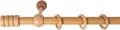 SN Deco - Stilgarnitur Gardinenstange Vorhangstange Pisa, Holz, 28 mm, 1-Lauf, Komplettset mit Ringen, Farbe Eiche, 140 cm