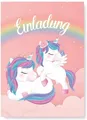 Friendly Fox Einhorn Einladung, 12 Einladungskarten Kindergeburtstag Mädchen