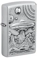 Zippo Sturmfeuerzeug - Alien Life, Satin Chrome, Emblem - Nachfüllbar - Wiederverwendbar - Windfestes Design - Geschenkbox - Made in USA