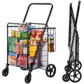 VEVOR Einkaufstrolley Einkaufswagen Klappbar 50 kg Belastbar, Einkaufsroller Handwagen Multifunktional , Shoppingtrolley Faltbar für Wäsche, Lebensmittel, Camping-Werkzeuge usw.