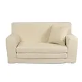 FORTISLINE Kindersofa aus Teddy-Stoff, ausklappbar, 83x43x47 cm, Kindercouch aus Schaumstoff mit abnehmbarem Bezug, Oeko-TEX, hergestellt in der EU, Beige
