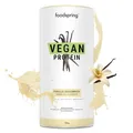 foodspring Vegan Protein Pulver Vanille – 21g Protein je Shake zum Muskelaufbau, B12, B6, Folsäure, Biotin, Kalzium & Zink, Sojafrei, Glutenfrei - 750g