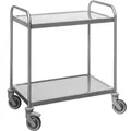Köhler Servierwagen 27946, silber, aus Edelstahl, 2 Etagen, mit Feststellbremse, 48 x 97 x 70 cm