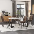 Flieks Sitzgruppe Essgruppe 5-tlg, Esstisch mit 4 Stühlen, Küchentischset Polsterstühle mit Samtbezug, Rechteckig Esstisch mit Schwarzen Metallbeinen, Braun